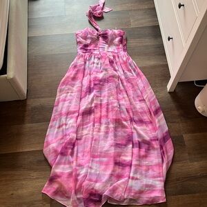 AQUA pink and purple dress with halter necktie